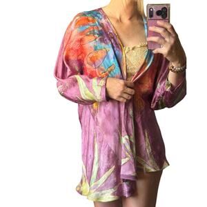 ✨ Hand Painted Silk Butterfly Kimono / Wearable Art Jacket